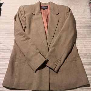 American Vintage Tan-Beige Women's Blazer with Pink Lining